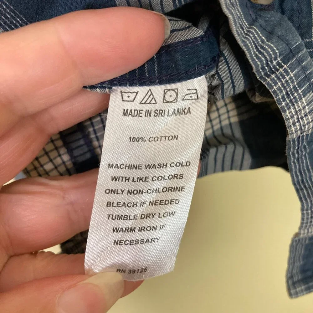 Filson Mens Small Blue Plaid Button-Up Long-Sleeve Shirt - Picture 10 of 10